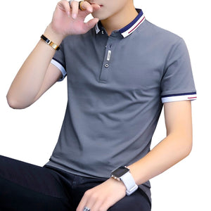 BROWON 2021 summer casual polo shirt men short sleeve turn down collar slim fit sold color polo shirt for men plus size