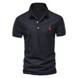 AIOPESON New Man Polo Shirt Mens Casual Deer Embroidery 35% Cotton Polo shirt Men Short Sleeve High Quantity polo men