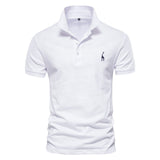 AIOPESON New Man Polo Shirt Mens Casual Deer Embroidery 35% Cotton Polo shirt Men Short Sleeve High Quantity polo men