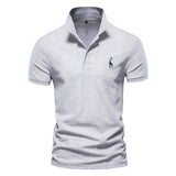 AIOPESON New Man Polo Shirt Mens Casual Deer Embroidery 35% Cotton Polo shirt Men Short Sleeve High Quantity polo men